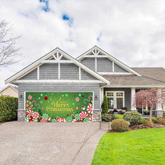 Lofaris Green Christmas Vibe Candy Cane Garage Door Banner