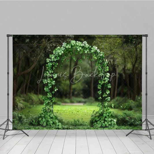Lofaris Green Clover Archway Photography Backdrop Lush Foliage Enchanted Forest for Wedding and Portrait