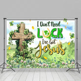 Lofaris Green Clover Field Cross St Patricks Day Backdrop