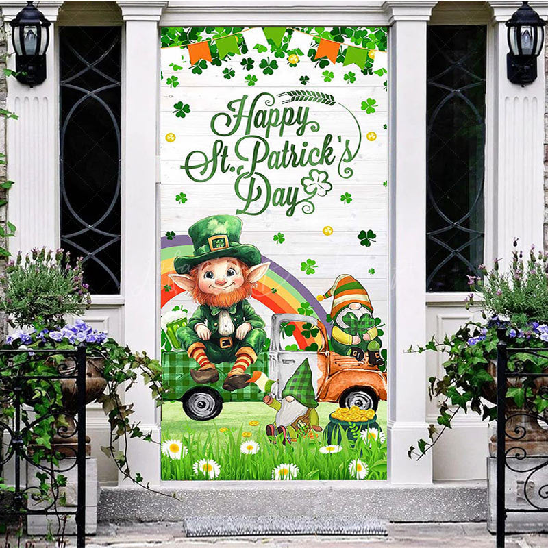 Lofaris Green Clover Grass Gnome St Patricks Day Door Cover