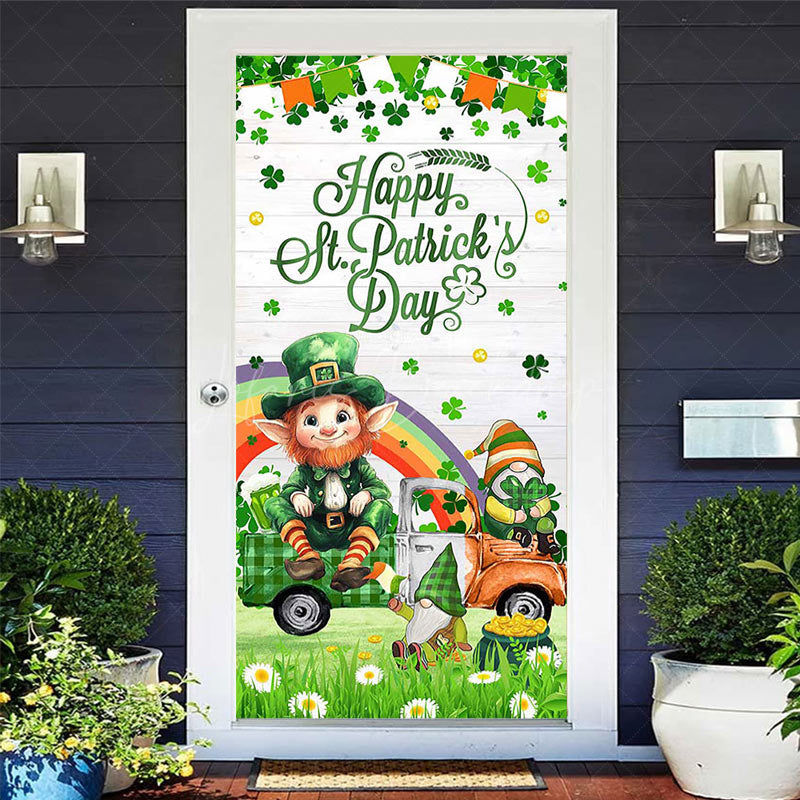 Lofaris Green Clover Grass Gnome St Patricks Day Door Cover