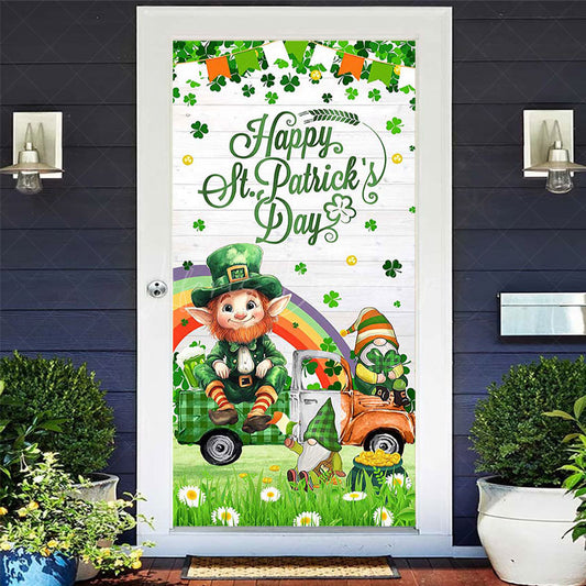 Lofaris Green Clover Grass Gnome St Patricks Day Door Cover