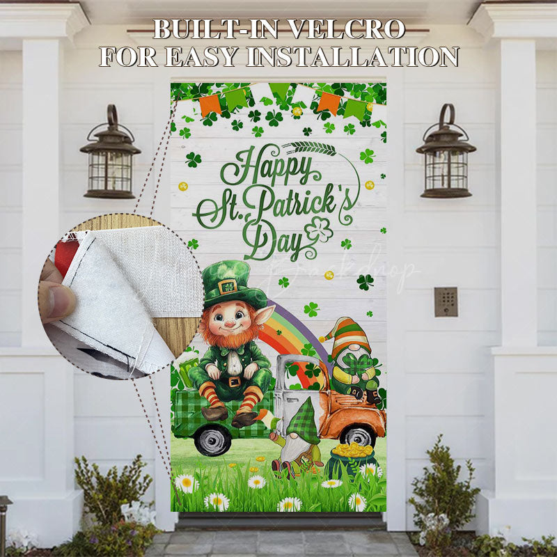 Lofaris Green Clover Grass Gnome St Patricks Day Door Cover