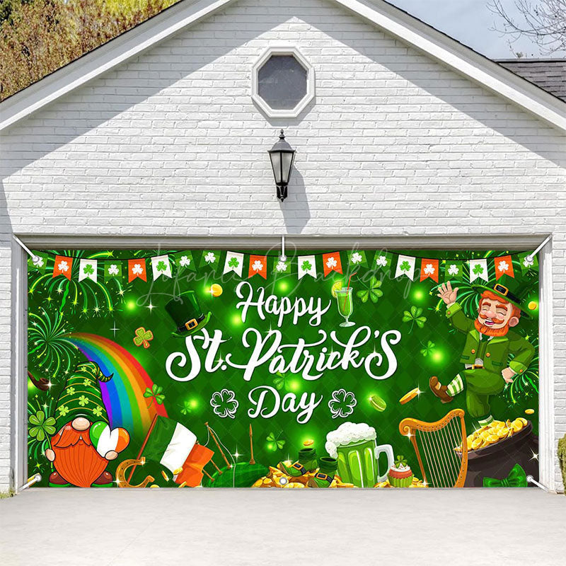 Lofaris Green Clover Happy St Patricks Day Garage Door Banner