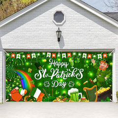 Lofaris Green Clover Happy St Patricks Day Garage Door Banner