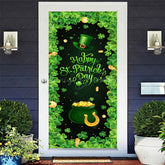 Lofaris Green Clover Hat Gold Treasure St Patrick Door Cover