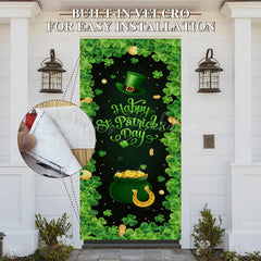 Lofaris Green Clover Hat Gold Treasure St Patrick Door Cover