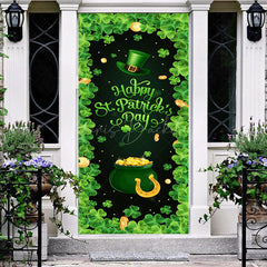 Lofaris Green Clover Hat Gold Treasure St Patrick Door Cover