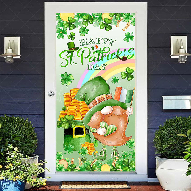 Lofaris Green Clover Rainbow Gnome St Patricks Day Door Cover