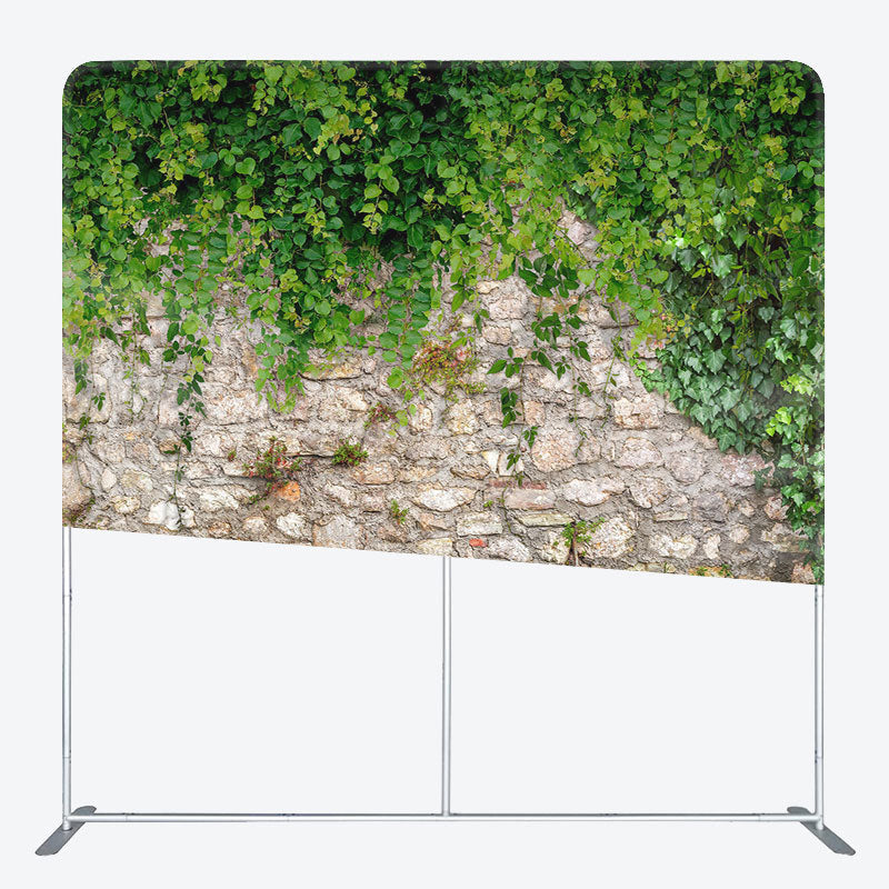 Lofaris Green Creepers Brick Wall Square Tension Backdrop