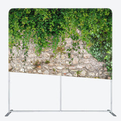 Lofaris Green Creepers Brick Wall Square Tension Backdrop