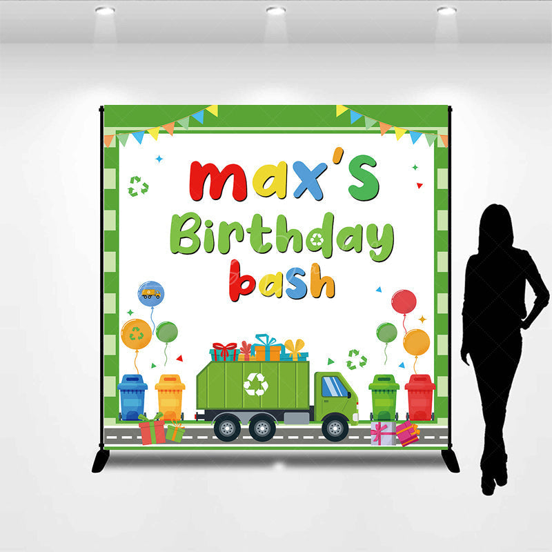 Lofaris Green Cute Cartoon Eco Car Custom Birthday Backdrop