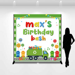 Lofaris Green Cute Cartoon Eco Car Custom Birthday Backdrop