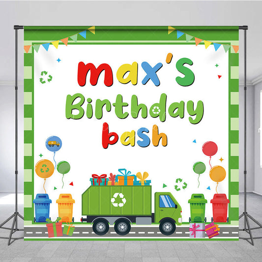 Lofaris Green Cute Cartoon Eco Car Custom Birthday Backdrop