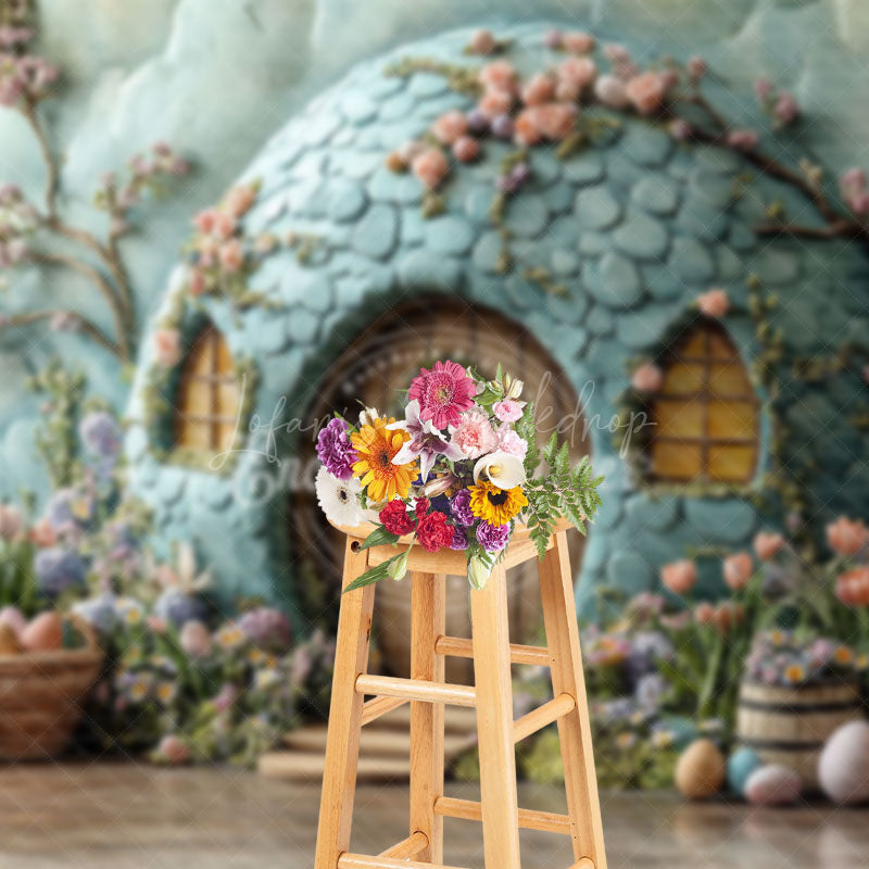 Lofaris Green Egg House Floral Plant Spring Easter Backdrop