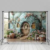 Lofaris Green Egg House Floral Plant Spring Easter Backdrop