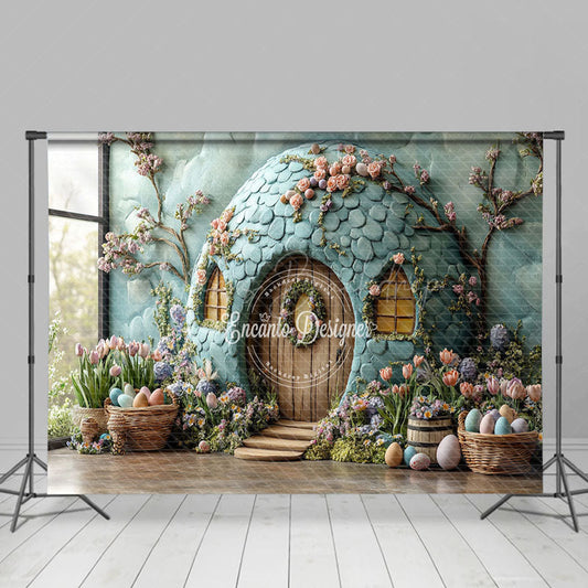 Lofaris Green Egg House Floral Plant Spring Easter Backdrop