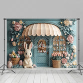 Lofaris Green Eggs Store Bunny Floral Easter Photo Backdrop