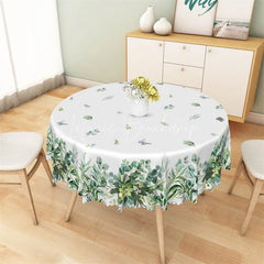 Lofaris Green Eucalyptus Leaf Round Tablecloth Watercolor Greenery Botanical Table Cover for Wedding
