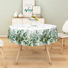 Lofaris Green Eucalyptus Leaf Round Tablecloth Watercolor Greenery Botanical Table Cover for Wedding