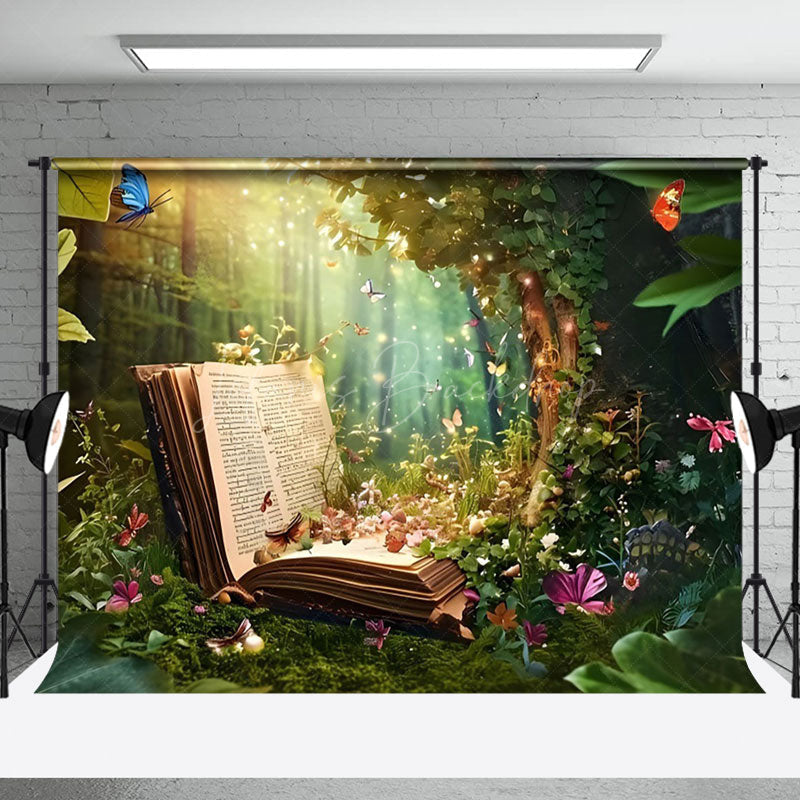 Lofaris Green Fairyland Story Book Spring Photo Backdrop