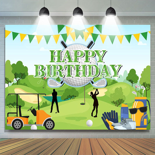 Lofaris Green Field Golf Sports Backdrop For Birthday Party