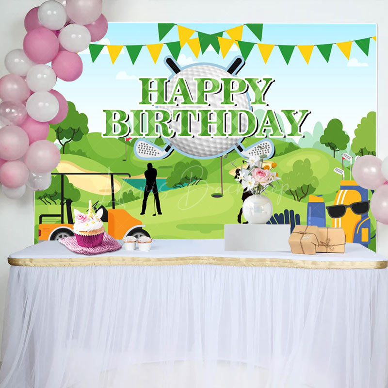 Lofaris Green Field Golf Sports Backdrop For Birthday Party