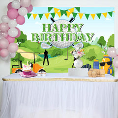 Lofaris Green Field Golf Sports Backdrop For Birthday Party