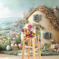 Lofaris Green Field Wall Hutch Eggs Floral Easter Backdrop