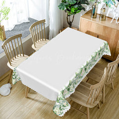Lofaris Green Floral White Spring Rectangle Tablecloth