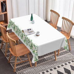 Lofaris Green Floral White Spring Rectangle Tablecloth
