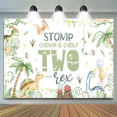 Lofaris Green Forest Dinosaur World Two Res Birthday Backdrop