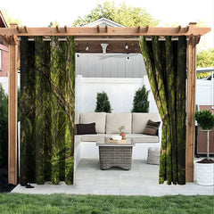 Lofaris Green Forest Waterproof Printed Outdoor Curtains
