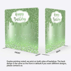Lofaris Green Glitter Diamonds Birthday Pillow Case Backdrop