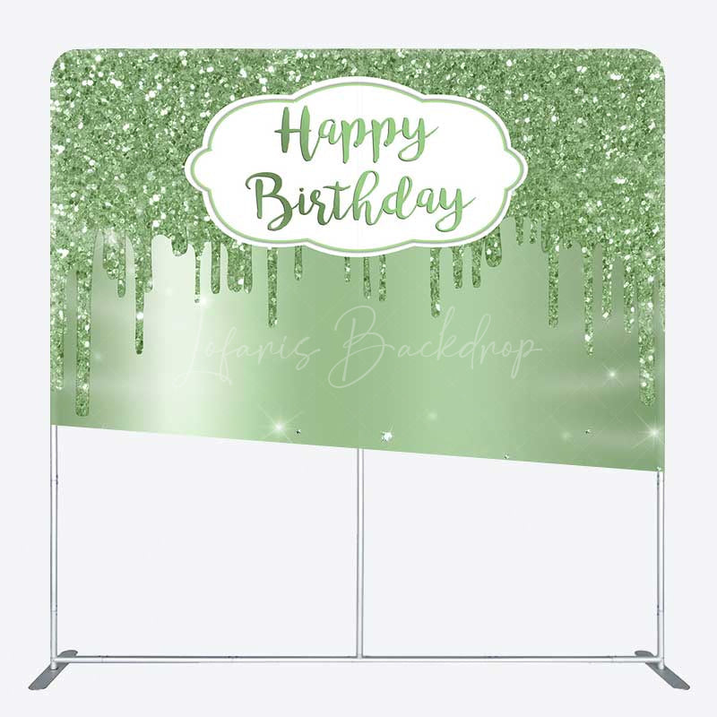 Lofaris Green Glitter Diamonds Birthday Pillow Case Backdrop