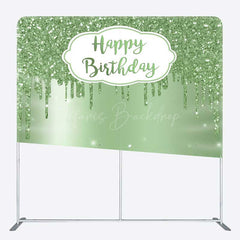 Lofaris Green Glitter Diamonds Birthday Pillow Case Backdrop