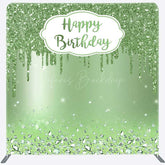 Lofaris Green Glitter Diamonds Birthday Pillow Case Backdrop