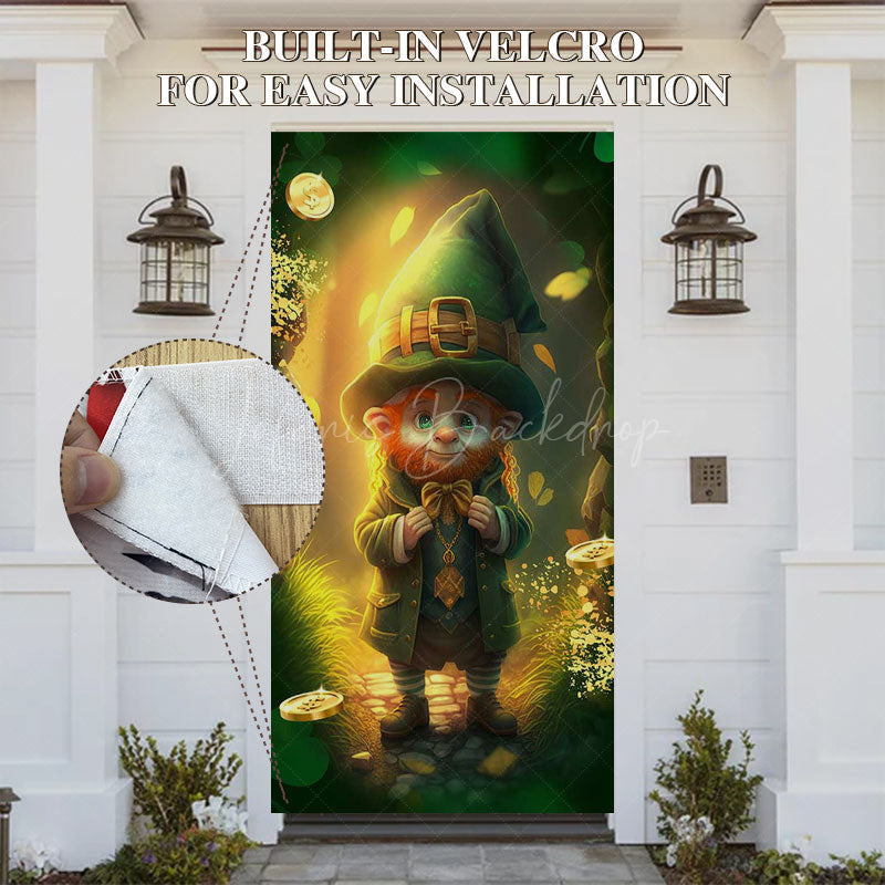 Lofaris Green Gnome Gold Happy St Patricks Day Door Cover