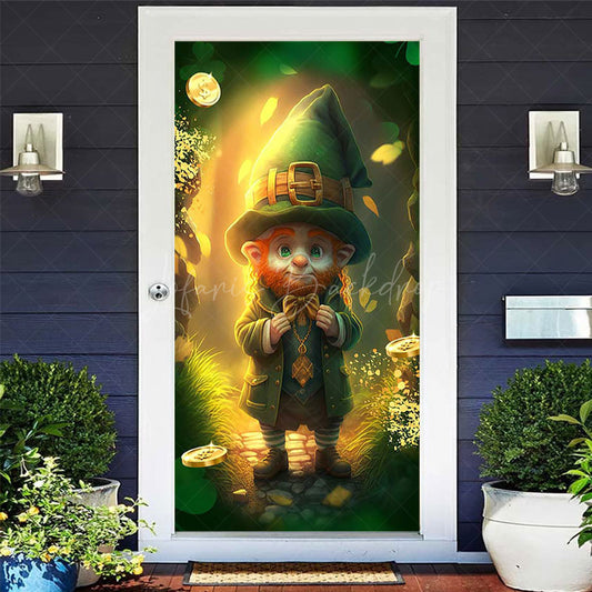Lofaris Green Gnome Gold Happy St Patricks Day Door Cover