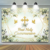 Lofaris Green God Dove Cross First Holy Communion Backdrop