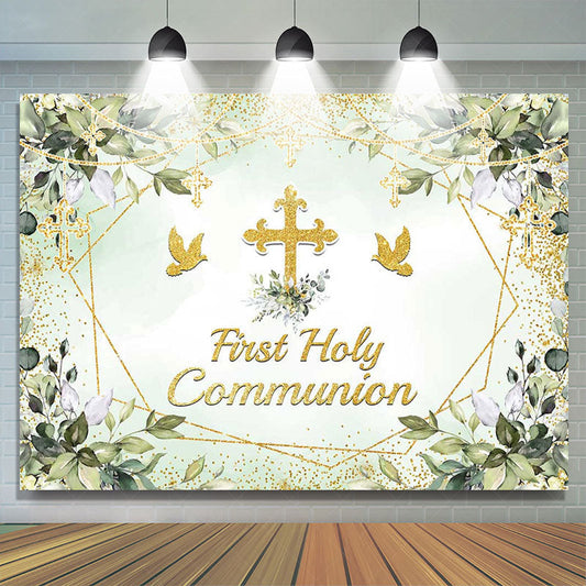 Lofaris Green God Dove Cross First Holy Communion Backdrop