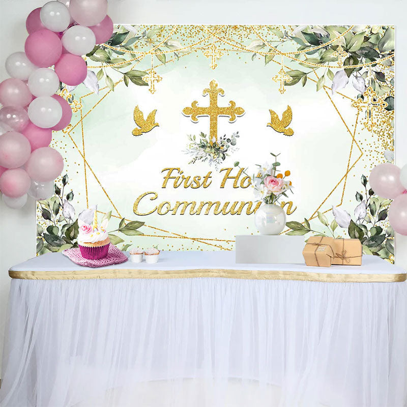 Lofaris Green God Dove Cross First Holy Communion Backdrop
