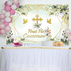 Lofaris Green God Dove Cross First Holy Communion Backdrop