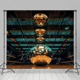 Lofaris Green Gold Crystal Balls Dance Hall Photo Backdrop