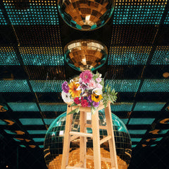Lofaris Green Gold Crystal Balls Dance Hall Photo Backdrop