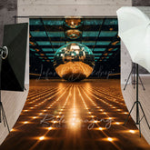 Lofaris Green Gold Crystal Balls Dance Hall Sweep Backdrop