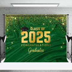 Lofaris Green Gold Glitter Congratulations Grad Backdrop