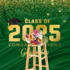 Lofaris Green Gold Glitter Congratulations Grad Backdrop