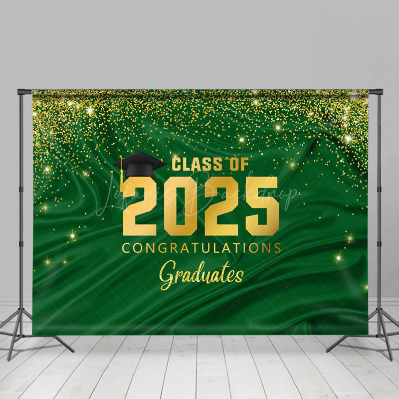 Lofaris Green Gold Glitter Congratulations Grad Backdrop