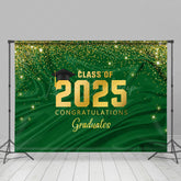 Lofaris Green Gold Glitter Congratulations Grad Backdrop